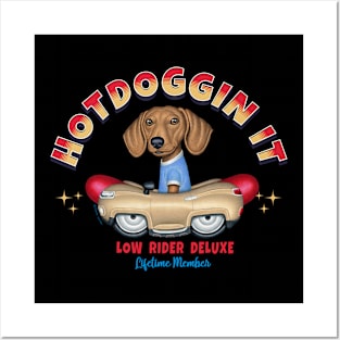 Buster Dachshund in Hot Dog Car Posters and Art